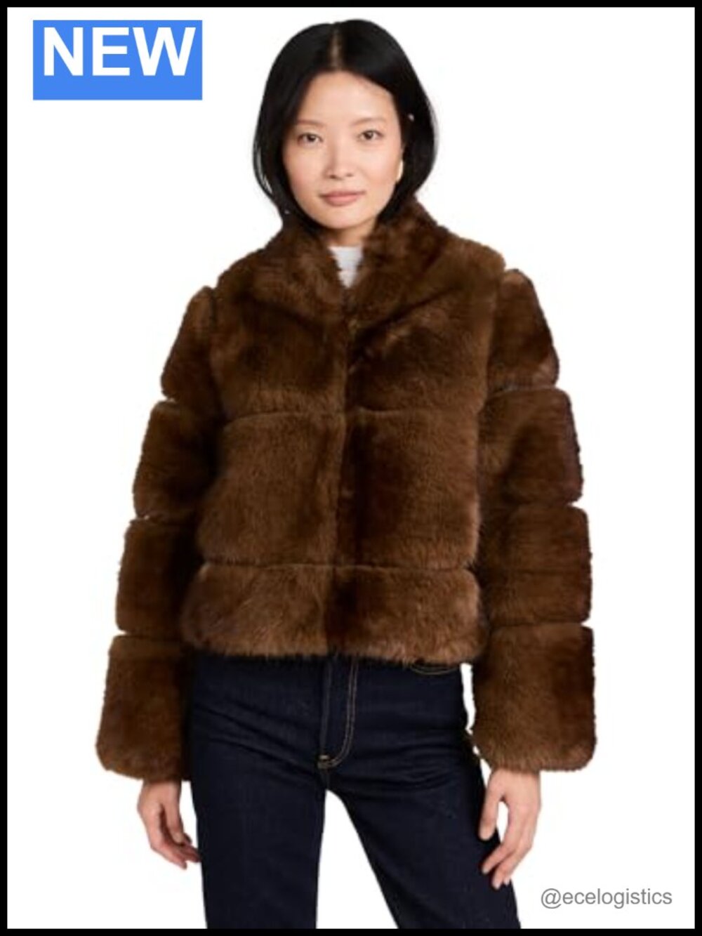 Women's Faux Leather Quilted Short Coat with Hook-and-Eye Closure